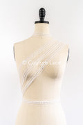 Heavy embroidered bridal lace trim / beaded lace edge for straps or bridal belt // T25-260