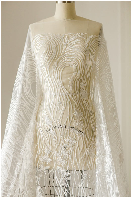 Pailletten Spitzenstoff, Brautspitze, Pailletten Spitzenstoff, Pailletten Spitzenstoff, Blumen Spitzenstoff, Hochzeitskleid Spitze// L17-015
