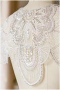 Bridal cape off-white white/ wedding cape/ cover up/ rhinestone bolero/ pearl capelet/ bridal bolero// E19-019