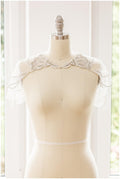 Bridal cape off-white white/ wedding cape/ cover up/ rhinestone bolero/ pearl capelet/ bridal bolero// E19-019