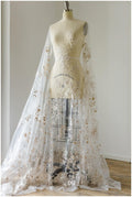 Off-White + SILBER + CHAMPAGNER Blumen Spitze/ Florale Brautspitze/ Brautkleid Spitze// L17-028