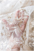 Off-White + SILBER + CHAMPAGNER Blumen Spitze/ Florale Brautspitze/ Brautkleid Spitze// L17-028