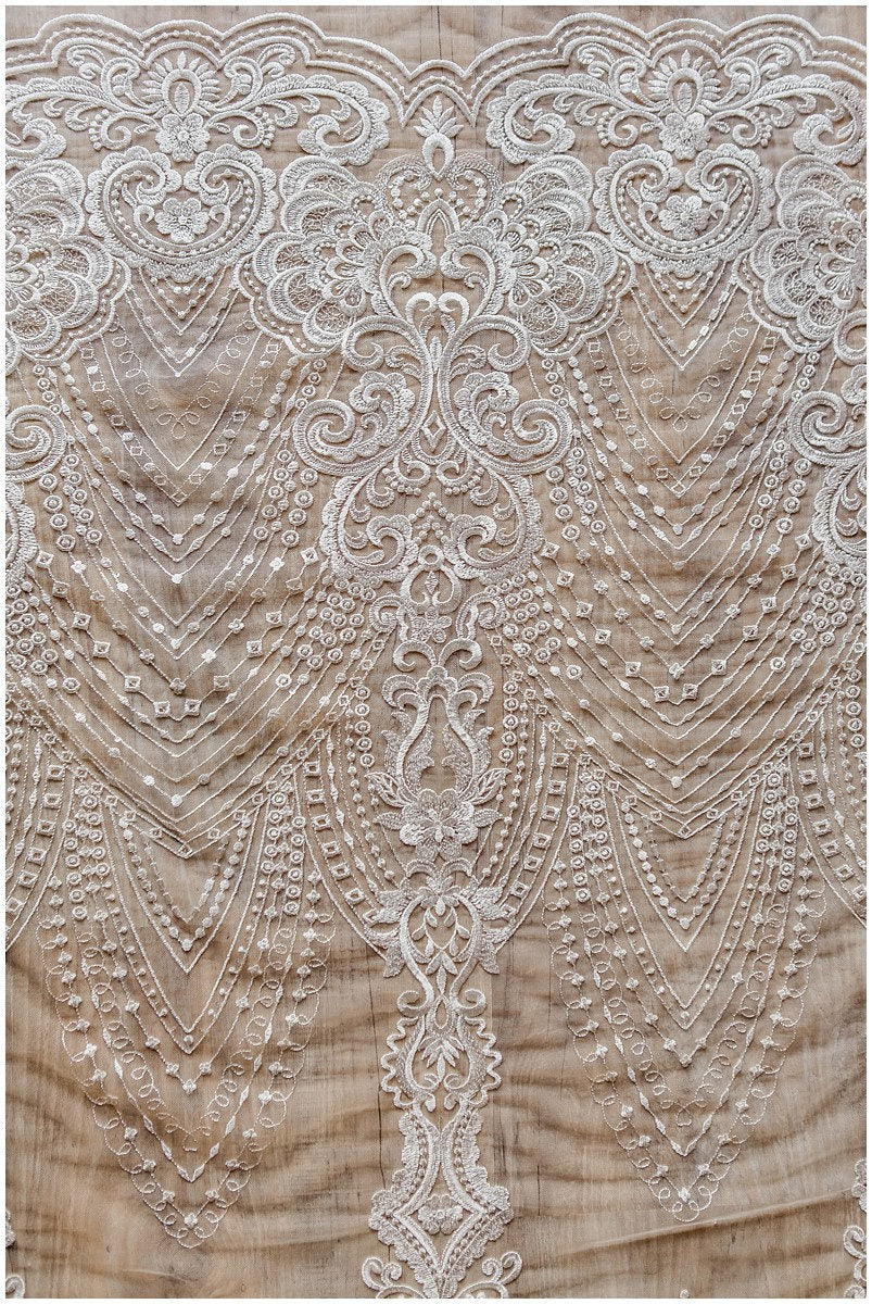 Soft embroidered lace fabric, flower wedding lace, sequin lace fabric, bridal lace fabric, couture lace, wedding dress lace// L17-036