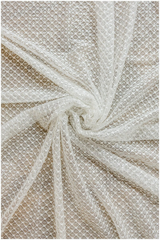 Netzspitze mit transparenten Pailletten/ sehr weicher Tüllstoff für Brautkleider/ Paillettenmaschen mit Glitzer Pailletten// L17-063