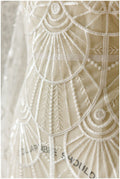 Soft geometric sequin lace/ wedding lace off-white/ bridal lace/ sequin lace fabric/ floral lace fabric/ bridal lace// L17-048