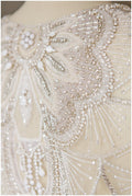 Bridal cape off-white white/ wedding cape/ cover up/ rhinestone bolero/ pearl capelet/ bridal bolero// E19-019