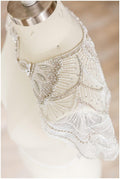Bridal cape off-white white/ wedding cape/ cover up/ rhinestone bolero/ pearl capelet/ bridal bolero// E19-019