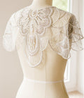 Bridal cape off-white white/ wedding cape/ cover up/ rhinestone bolero/ pearl capelet/ bridal bolero// E19-019