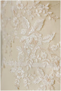 IVORY+NUDE Spitzenblume Applikation, gespiegelte Spitzenblumenplatte, Hochzeitskleid Spitze, Spitzenaufnäher, Brautkleid Applikation, Goldspitze// A17-048