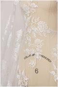 Bridal lace fabric off-white/ wedding lace fabric/ floral lace design/ flower bridal lace fabric// L17-081