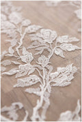 Bridal lace fabric off-white/ wedding lace fabric/ floral lace design/ flower bridal lace fabric// L17-081
