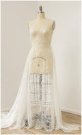 Geometric Sequins Lace/Wedding Dress Lace Off-White/Sequin Tulle Fabric/Fabric with Glitter Sequins// L17-062