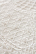 Schwerer Perlen Spitzenstoff für Brautkleider/ Französische Perlenspitze Off-White/ geometrischer Spitzenstoff/ Braut Perlenspitze// L17-079