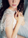 Bridal cape off-white white/ wedding cape/ cover up/ rhinestone bolero/ pearl capelet/ bridal bolero// E19-019