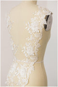 2x 1yds mirrored silver/ off-white 3D flower lace trim/ lace trim/ bridal lace with 3D flowers// T17-007