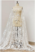 Bridal lace fabric off-white/ wedding lace fabric/ floral lace design/ flower bridal lace fabric// L17-081