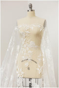 Bridal lace fabric off-white/ wedding lace fabric/ floral lace design/ flower bridal lace fabric// L17-081