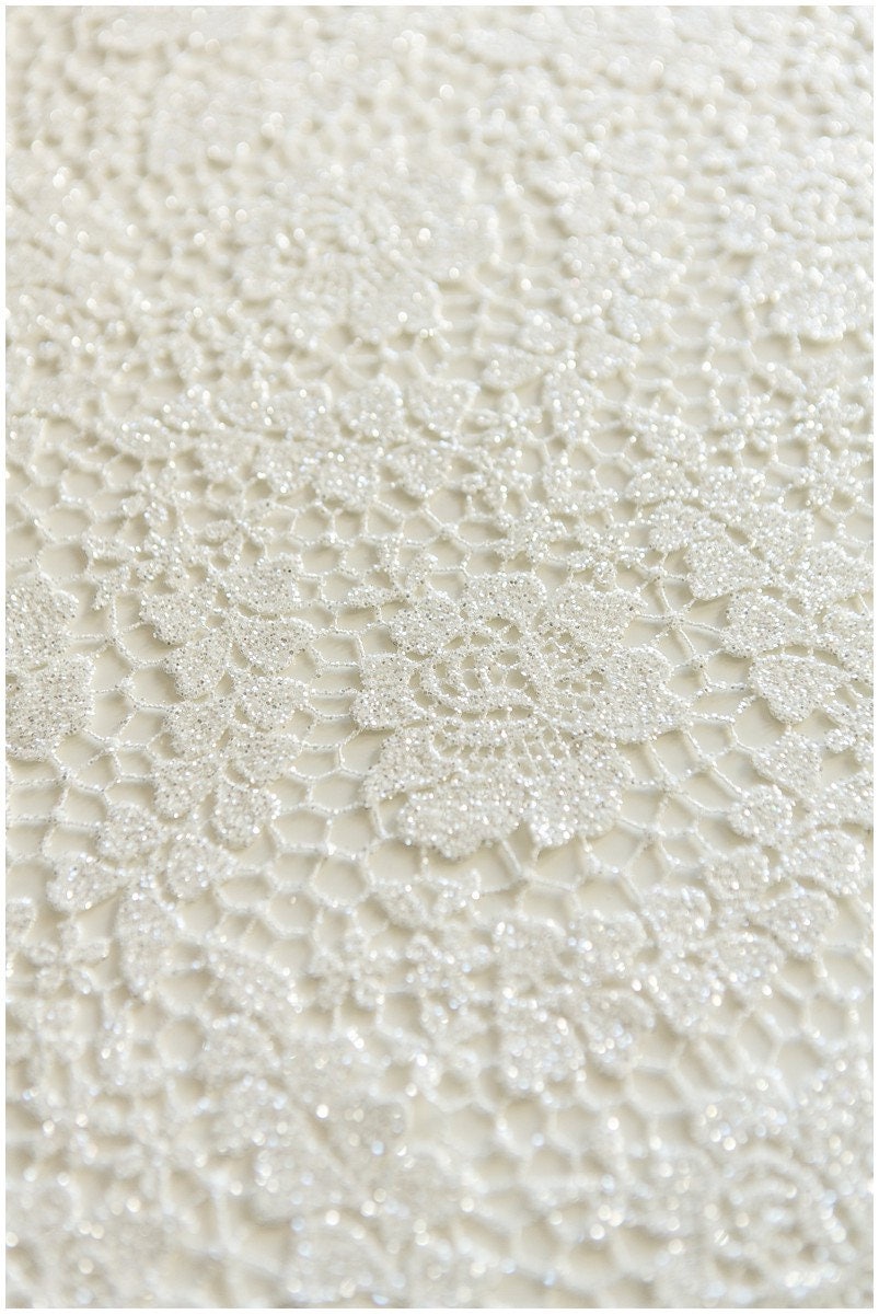 Guipure HAUTE COUTURE lace fabric with glitter finish/ wedding dress fabric/ crochet lace/ bridal lace// L17-090