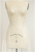 Geometric Sequins Lace/Wedding Dress Lace Off-White/Sequin Tulle Fabric/Fabric with Glitter Sequins// L17-062