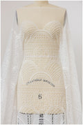 Schwerer Perlen Spitzenstoff für Brautkleider/ Französische Perlenspitze Off-White/ geometrischer Spitzenstoff/ Braut Perlenspitze// L17-079