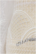 Schwerer Perlen Spitzenstoff für Brautkleider/ Französische Perlenspitze Off-White/ geometrischer Spitzenstoff/ Braut Perlenspitze// L17-079