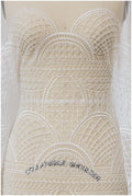 Schwerer Perlen Spitzenstoff für Brautkleider/ Französische Perlenspitze Off-White/ geometrischer Spitzenstoff/ Braut Perlenspitze// L17-079