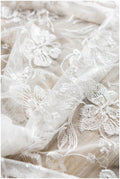 Romantischer Braut Spitzenstoff Off-White/ Pailletten bestickte Blütenspitze/ Hochzeitskleid Spitze/ bestickte Spitze// L17-094