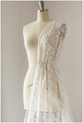 Schwerer Perlen Spitzenstoff, Braut Spitzenstoff, Hochzeitskleid Spitzenstoff, florale Spitze, Braut Spitzenkleid, Wellenspitze// L17-107