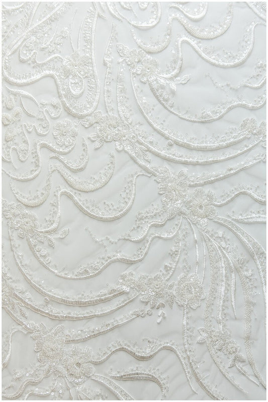 Schweres Perlen blumen Spitzenstoff, Braut Spitzenstoff, Hochzeitskleid Spitzenstoff, florale Spitze, Braut Spitzenkleid, Wellenspitze// L17-110