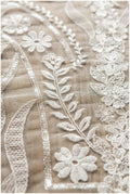 Geometric floral lace off-white/ sequin embroidered floral lace/ bridal dress lace/ soft embroidered lace fabric// L17-097