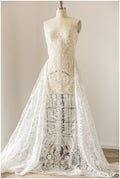 Geometric floral lace off-white/ sequin embroidered floral lace/ bridal dress lace/ soft embroidered lace fabric// L17-097