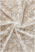 Romantische Pailletten Blütenspitze Off-White/ Braut Spitzenstoff/ Hochzeitskleid Spitze/ weiche bestickte Spitze// L17-092