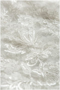 Romantische Pailletten Blütenspitze Off-White/ Braut Spitzenstoff/ Hochzeitskleid Spitze/ weiche bestickte Spitze// L17-092