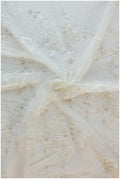 Weicher Blüten Spitzenstoff Off-White Silber/ Braut Spitzenstoff/ Hochzeitskleid Spitzenstoff mit Pailletten/ florale Spitze// L17-101