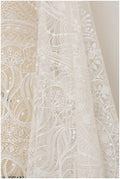 Beautiful boho lace fabric/ bridal lace off-white/ wedding dress lace fabric with sequins/ boho bridal lace// L17-103