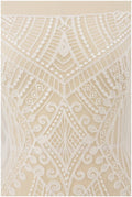 Geometric lace fabric, bridal lace fabric, wedding dress lace fabric, beaded boho lace, bridal lace dress, wave lace// L17-104