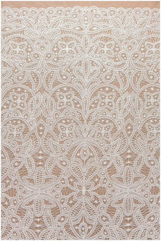 Moderner geometrischer Spitzenstoff Off-White/ Braut Spitzenstoff mit Pailletten/ Hochzeitskleid Spitzenstoff/ Pailletten Spitze/ Braut Spitze// L17-116M