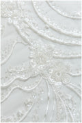 Heavy beaded flower lace fabric, bridal lace fabric, wedding dress lace fabric, floral lace, bridal lace dress, wave lace// L17-110