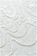 Heavy beaded flower lace fabric, bridal lace fabric, wedding dress lace fabric, floral lace, bridal lace dress, wave lace// L17-110