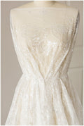 Glitter lace fabric with sequins/ Chantilly base bridal lace fabric/ Off-White lace/ French lace fabric// L17-115
