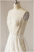 Glitter lace fabric with sequins/ Chantilly base bridal lace fabric/ Off-White lace/ French lace fabric// L17-115