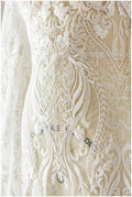 Ornate lace fabric for wedding dresses, bridal lace fabric, wedding dress lace fabric, embroidered lace fabric, floral lace// L17-117