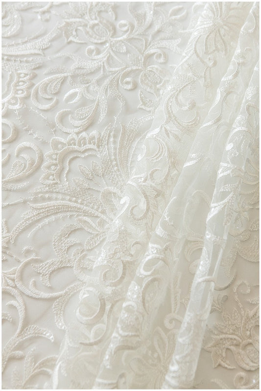 Sehr weicher verzierter Spitzenstoff für Hochzeitskleider, Brautspitze Stoff, Hochzeitskleid Spitzenstoff, Spitzenstoff, Blumenspitze// L17-125