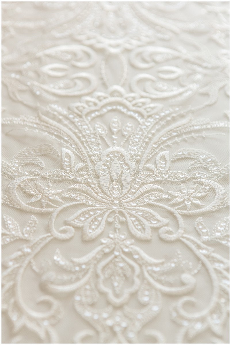 Very soft decorated lace fabric for wedding dresses, bridal lace fabric, wedding dress lace fabric, lace fabric, floral lace// L17-125