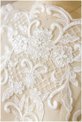 Romantic lace fabric off-white/ modern bridal lace fabric/ embroidered lace/ floral bridal lace/ ornament bridal lace fabric// L17-134