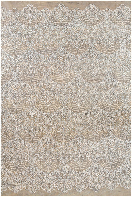 Romantische Brautspitze Off-White/ geometrische Brautspitze/ bestickte Spitze/ florale Brautspitze/ Boho Spitze// L17-137