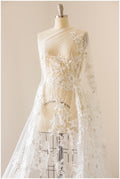 Romantischer Blumen Spitzenstoff Off-White/ Blumen Brautspitze/ bestickte florale Brautspitze/ Hochzeitskleid Spitze// L17-138