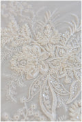 Schwere Perlen Brautspitzenstoff Off-White/ Perlen Spitze Stoff für Brautkleider/ Perlenspitzenstoff/ Blumen Spitze// L17-143