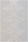 Romantic embroidered lace trim/ floral bridal lace off-white/ veil lace trim// T17-038