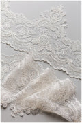 Off-White lace trim/ veil lace trim/ bridal lace trim/ embroidered lace trim/ bridal lace trim// T17-047